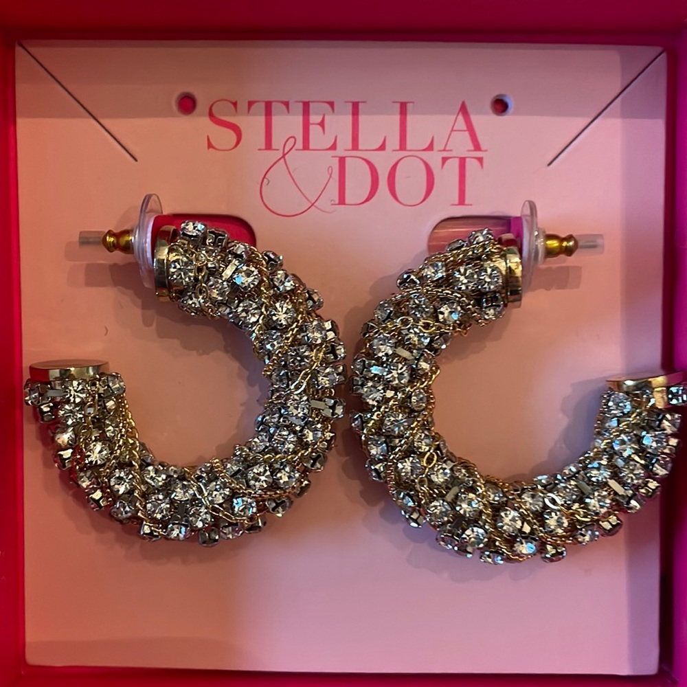Stella & Dot Chain Jewels Hoop Statement Earring NWT